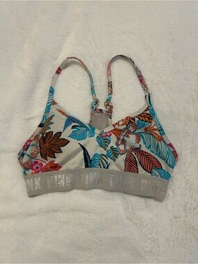 Victoria's Secret PINK Floral Strappy Bralette - Cream with Teal & Coral Print